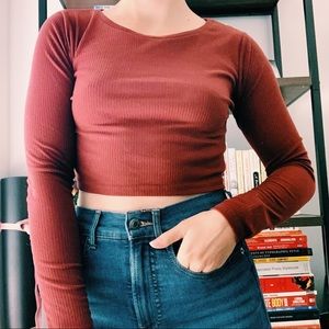 RIBBED CROPPED LONG SLEEVE
